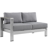 Shore Left Arm Corner Sectional Outdoor Patio Aluminum Loveseat - BUILDMYPLACE