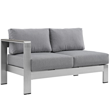Shore Left Arm Corner Sectional Outdoor Patio Aluminum Loveseat - BUILDMYPLACE