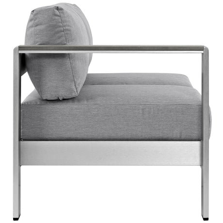 Shore Left Arm Corner Sectional Outdoor Patio Aluminum Loveseat - BUILDMYPLACE
