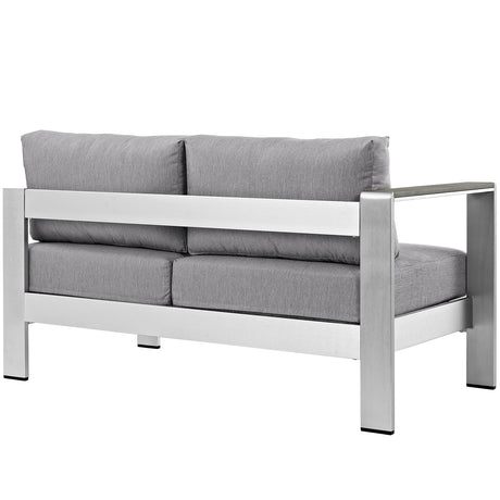 Shore Left Arm Corner Sectional Outdoor Patio Aluminum Loveseat - BUILDMYPLACE