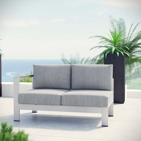 Shore Left Arm Corner Sectional Outdoor Patio Aluminum Loveseat - BUILDMYPLACE