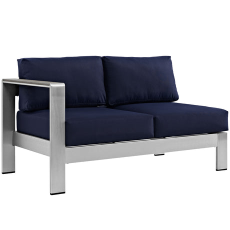 Shore Left Arm Corner Sectional Outdoor Patio Aluminum Loveseat - BUILDMYPLACE