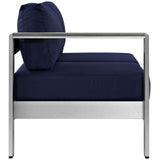 Shore Left Arm Corner Sectional Outdoor Patio Aluminum Loveseat - BUILDMYPLACE
