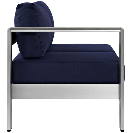Shore Left Arm Corner Sectional Outdoor Patio Aluminum Loveseat - BUILDMYPLACE