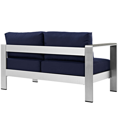 Shore Left Arm Corner Sectional Outdoor Patio Aluminum Loveseat - BUILDMYPLACE