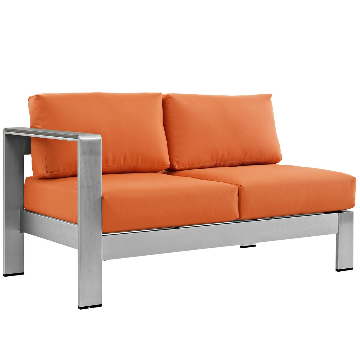 Shore Left Arm Corner Sectional Outdoor Patio Aluminum Loveseat - BUILDMYPLACE