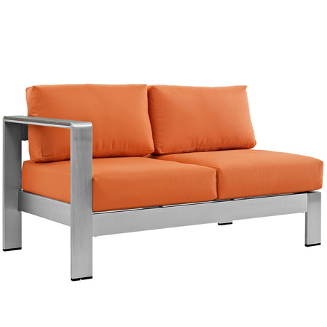 Shore Left Arm Corner Sectional Outdoor Patio Aluminum Loveseat - BUILDMYPLACE