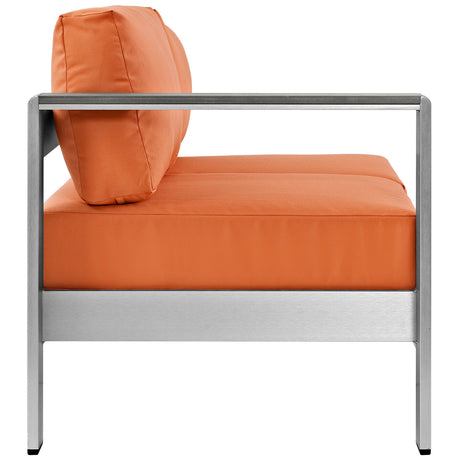 Shore Left Arm Corner Sectional Outdoor Patio Aluminum Loveseat - BUILDMYPLACE