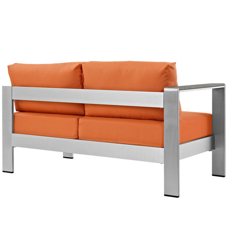 Shore Left Arm Corner Sectional Outdoor Patio Aluminum Loveseat - BUILDMYPLACE