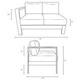 Shore Left Arm Corner Sectional Outdoor Patio Aluminum Loveseat - BUILDMYPLACE