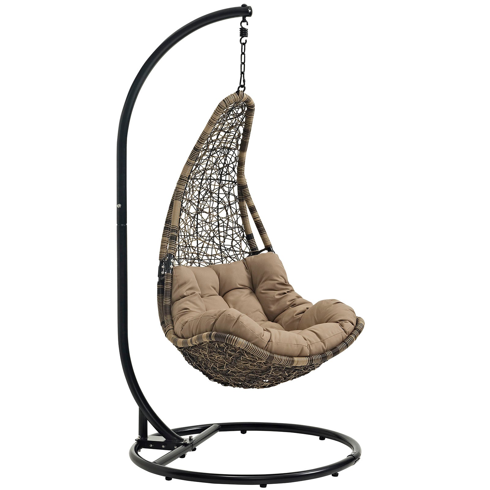 Black Mocha  Abate Outdoor/Indoor Patio Swing Chair With Stand -  Chair Porch Swing Seat