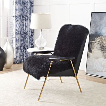 Sprint Sheepskin Wool Accent Lounge Arm Chair - living room decor Accent Armchair