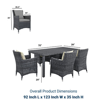 Sojourn 7 Piece 6 Seater Outdoor Patio Sunbrella Dining Set - Glass TOp Dining Room Table