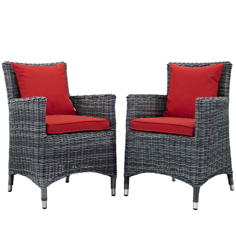 Summon 2 Piece Outdoor Patio Sunbrella Dining Set - BUILDMYPLACE