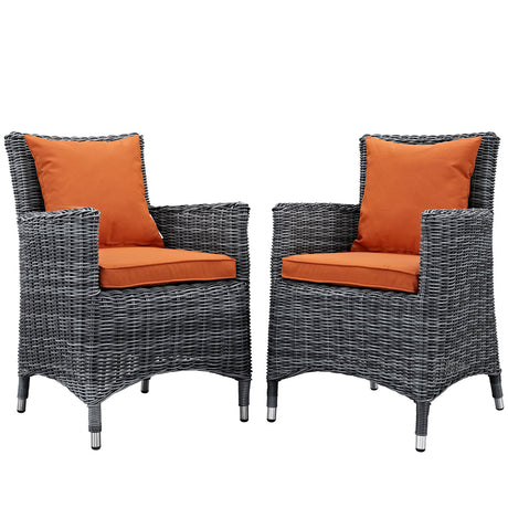 Summon 2 Piece Outdoor Patio Sunbrella Dining Set - BUILDMYPLACE