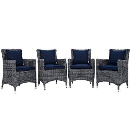 Summon 4 Piece Outdoor Patio Sunbrella Dining Set - BUILDMYPLACE
