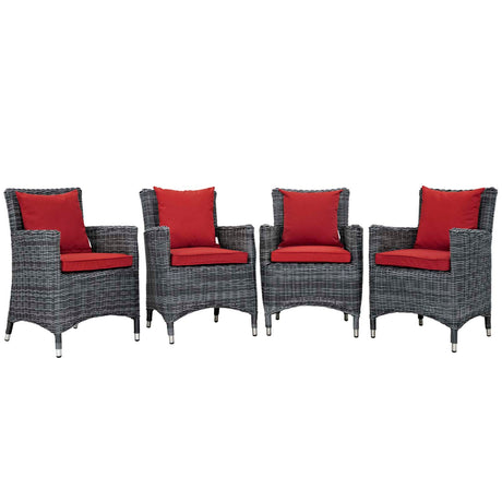 Summon 4 Piece Outdoor Patio Sunbrella Dining Set - BUILDMYPLACE