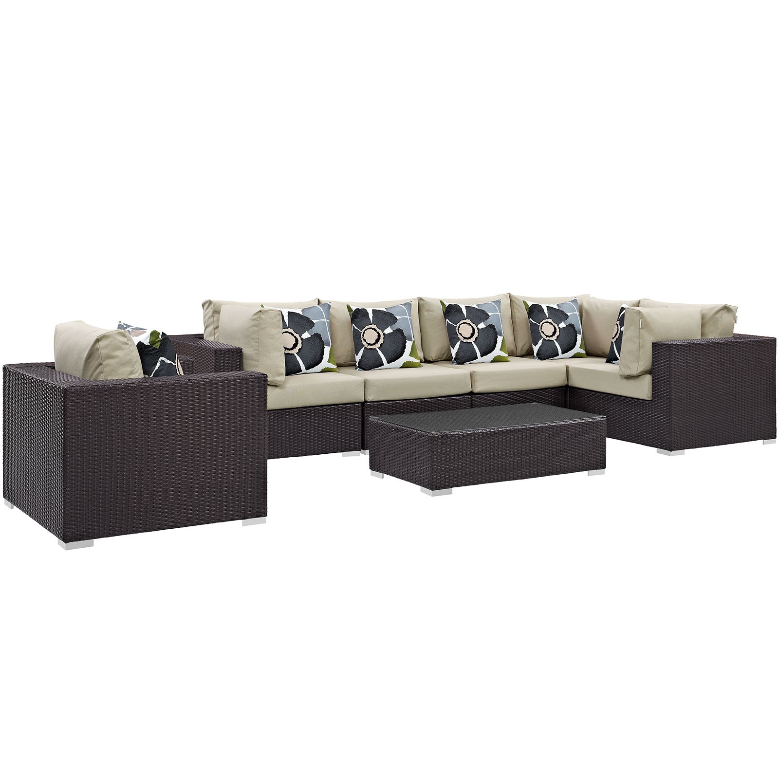 Convene 7 Piece Outdoor Patio Sectional Set W/ Coffee Table