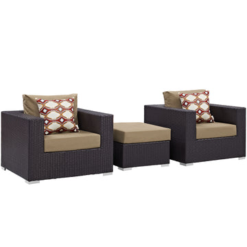 Convene 3 Piece 3 Seat Outdoor Patio Sofa Set W/ Pillow Include
