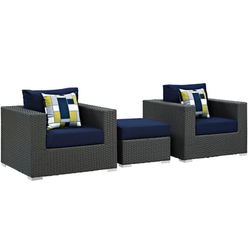 Sojourn 3 Piece 3 Seater Outdoor Patio Sunbrella Sectional Set With Pillow