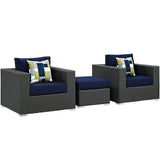 Sojourn 3 Piece 3 Seater Outdoor Patio Sunbrella Sectional Set With Pillow - BUILDMYPLACE