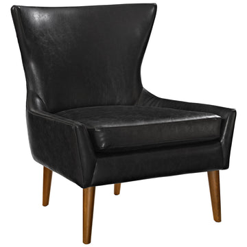 Modern Keen Low Arm Upholstered Accent Chair - Tapered Wooden Legs - Comfy Armchair