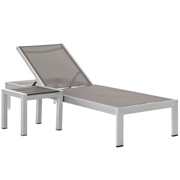 Shore 2 Piece Outdoor Patio Aluminum Set With Side Table