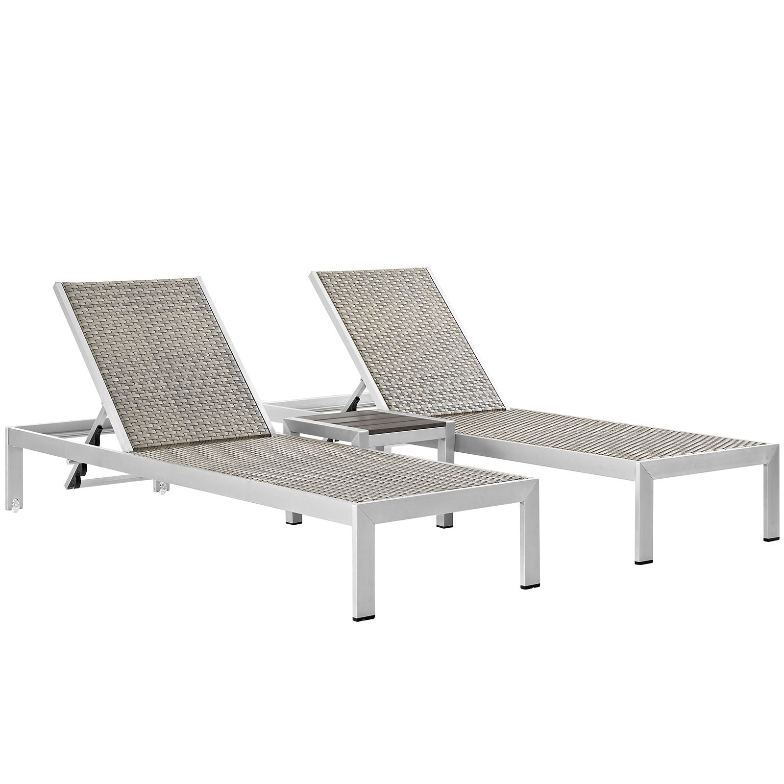 Shore 3 Piece Outdoor Patio Aluminum With Chaise Set