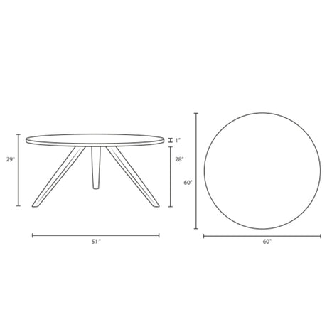 Lippa 60" Round Wood Top Dining Table with Tripod Base - BUILDMYPLACE