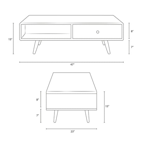 Modern Transmit  Media Console Low Profile Wood Coffee Table - Cocktail Table - BUILDMYPLACE