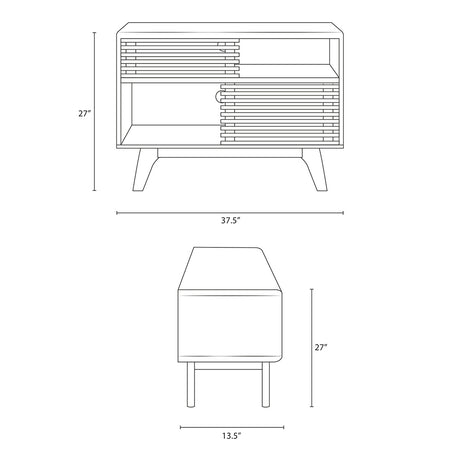 Modern Render Display Floor Stand Cabinet - Book Matched TV Stand With Open Shelf - BUILDMYPLACE