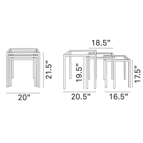 Modern Glass And Stainless Steel 3 - Piece Side Nimble Nesting Table - BUILDMYPLACE