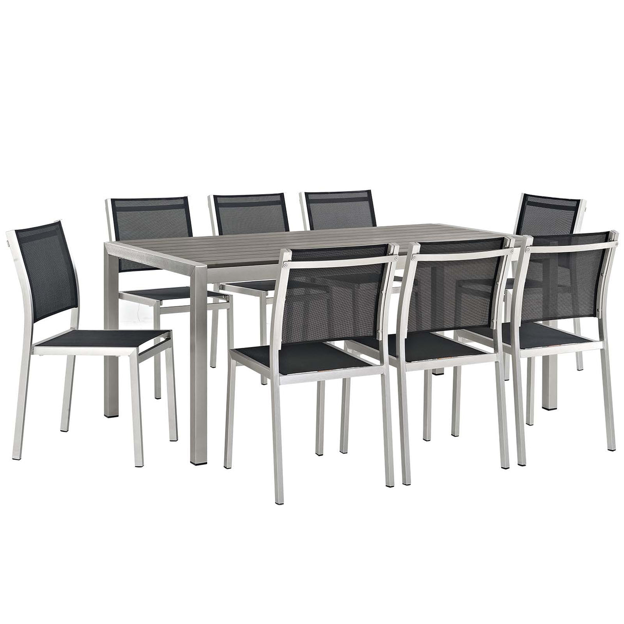 Shore 9 Piece Outdoor Patio Aluminum Dining Set - BUILDMYPLACE