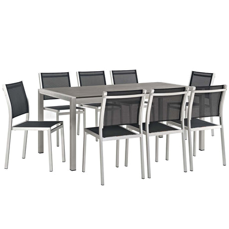 Shore 9 Piece Outdoor Patio Aluminum Dining Set - BUILDMYPLACE