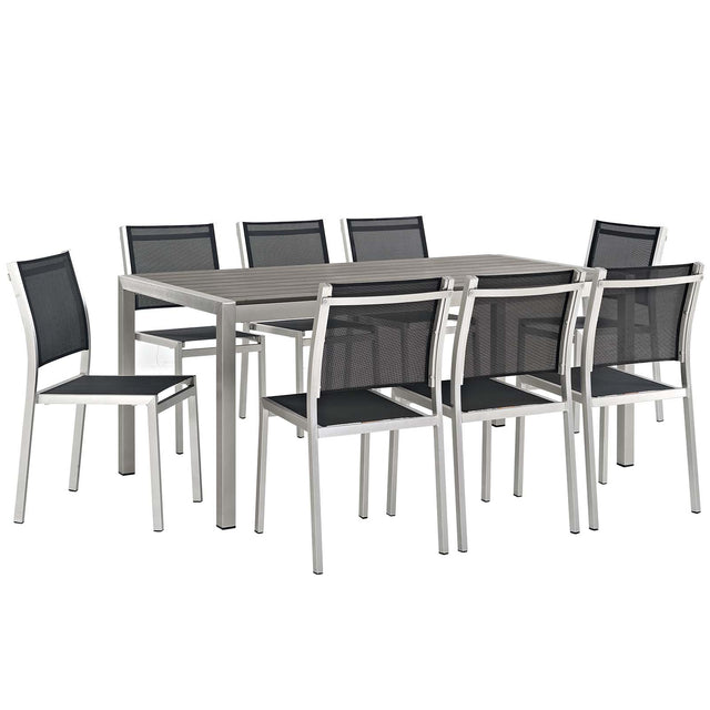 Shore 9 Piece Outdoor Patio Aluminum Dining Set - BUILDMYPLACE