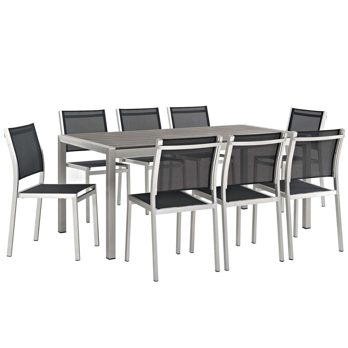 Shore 9 Piece Outdoor Patio Aluminum Dining Set - BUILDMYPLACE