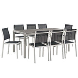Shore 9 Piece Outdoor Patio Aluminum Dining Set - BUILDMYPLACE