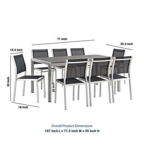 Shore 9 Piece Outdoor Patio Aluminum Dining Set - BUILDMYPLACE