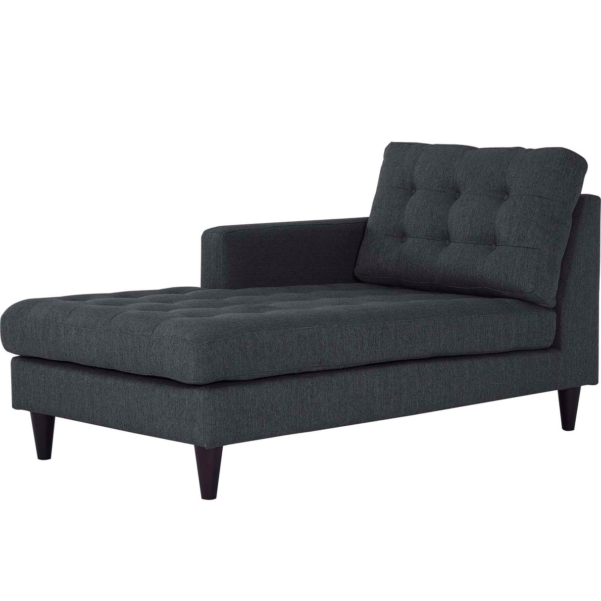 Mid-Century Modern Empress Upholstered Fabric Left - Arm Chaise Lounge - BUILDMYPLACE