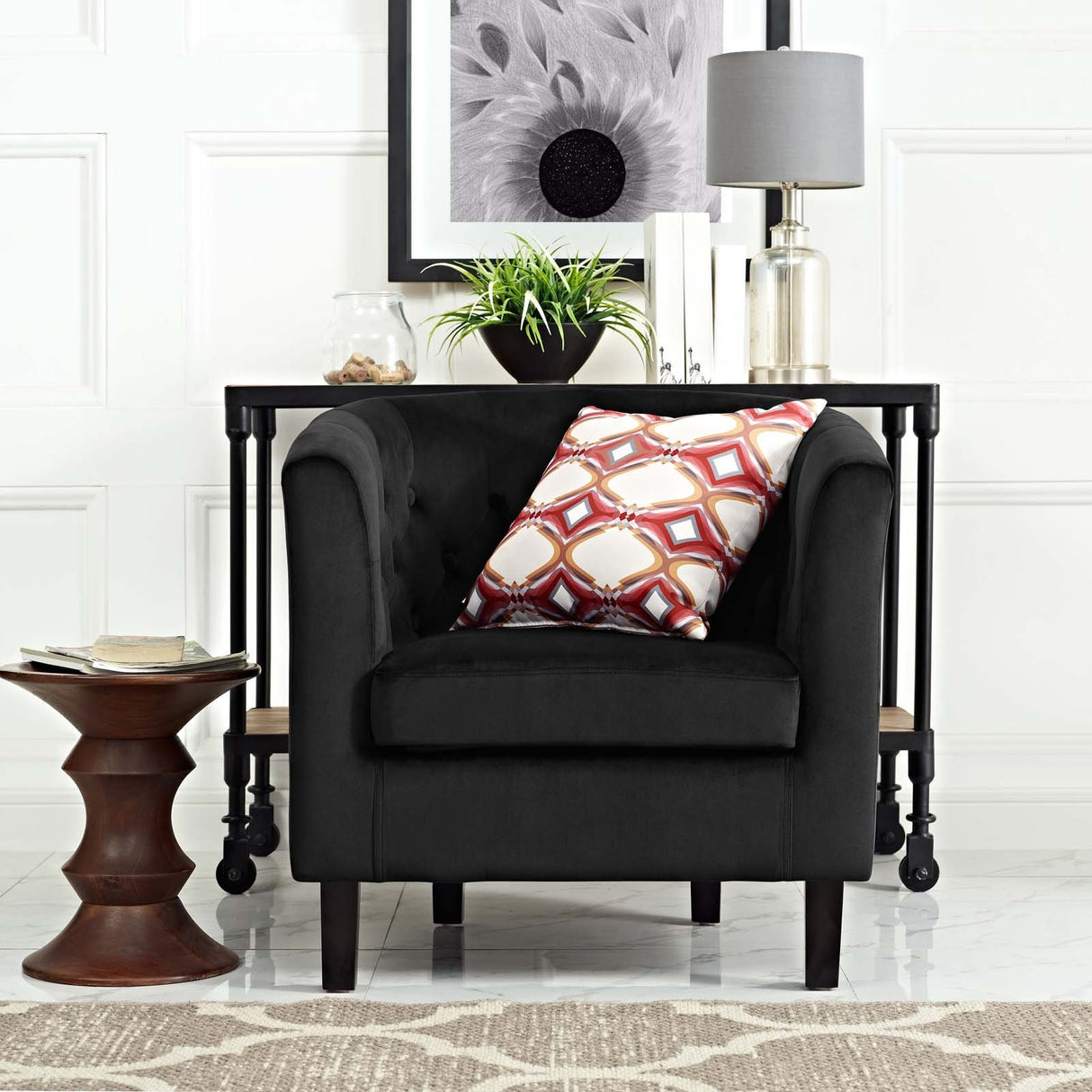 Prospect Upholstered Wood Frame Accent Chair - Modern Armchair In Vinyl - 1-Set