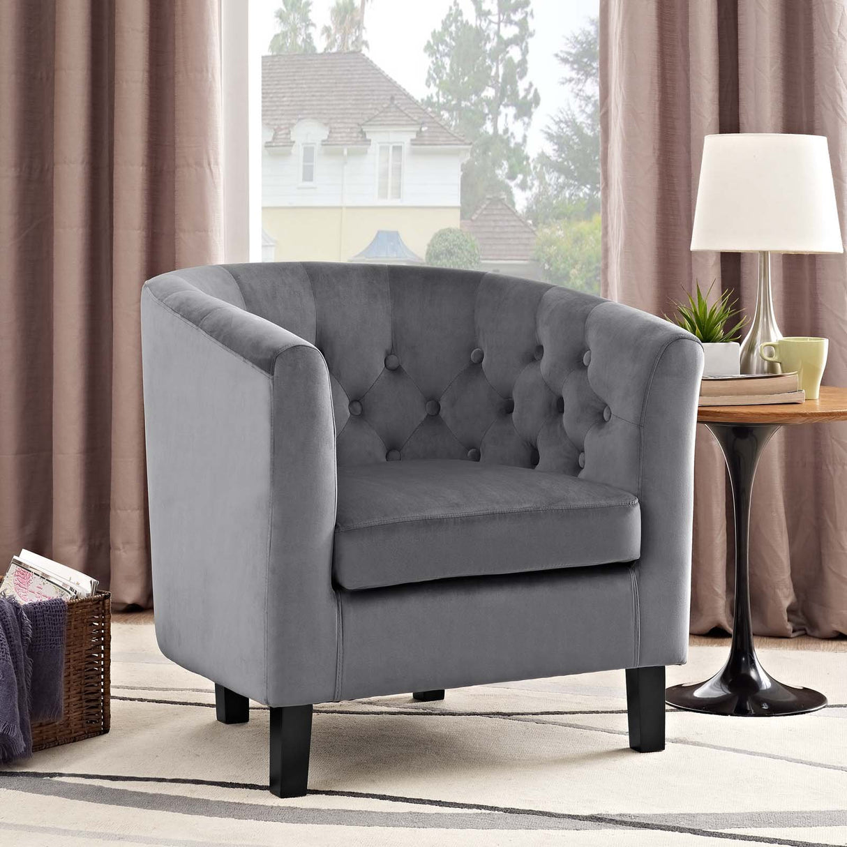 Prospect Upholstered Wood Frame Accent Chair - Modern Armchair In Vinyl - 1-Set