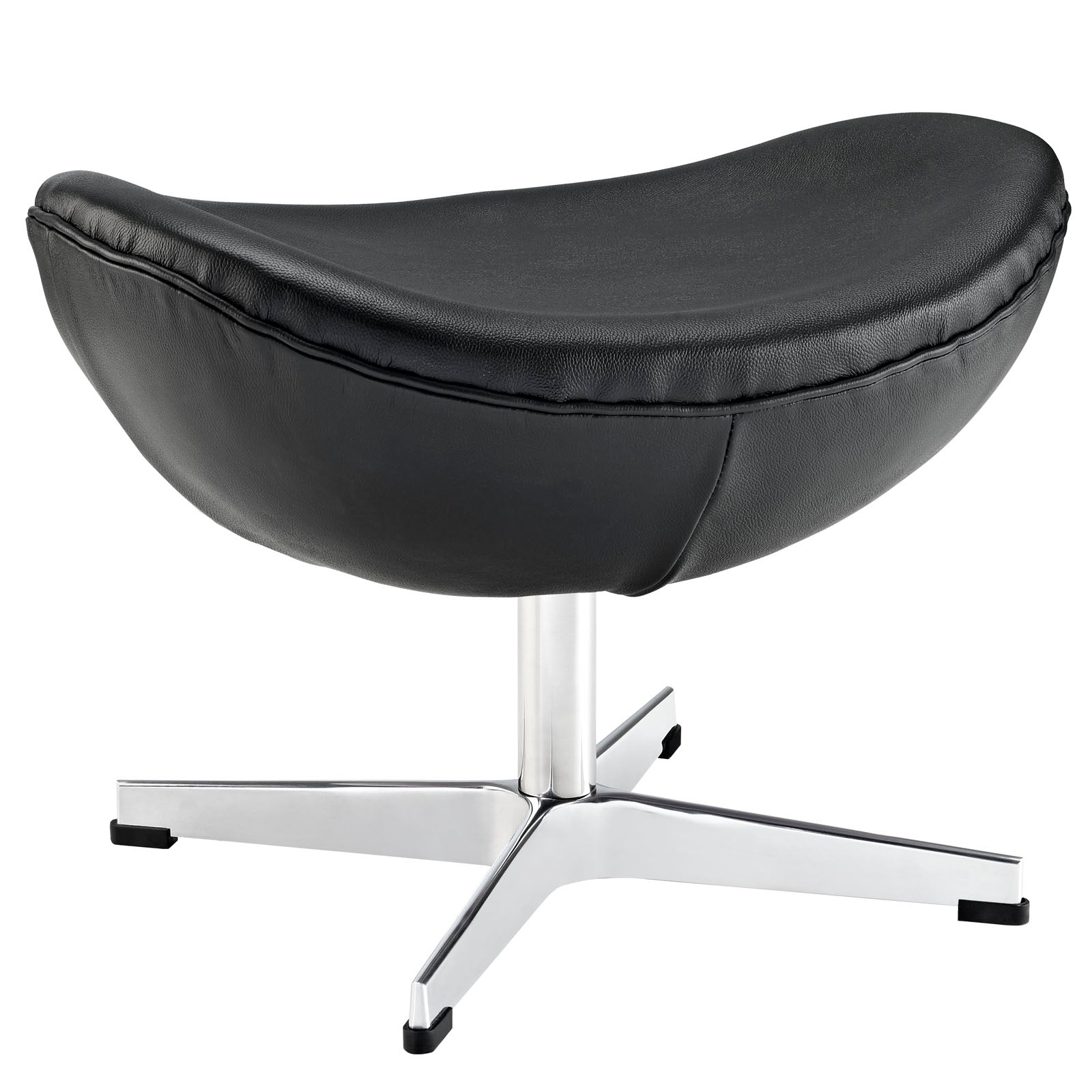 Modern Contemporary Room Furniture Glove Ottoman In Black Leather With Cozy Foam Frame