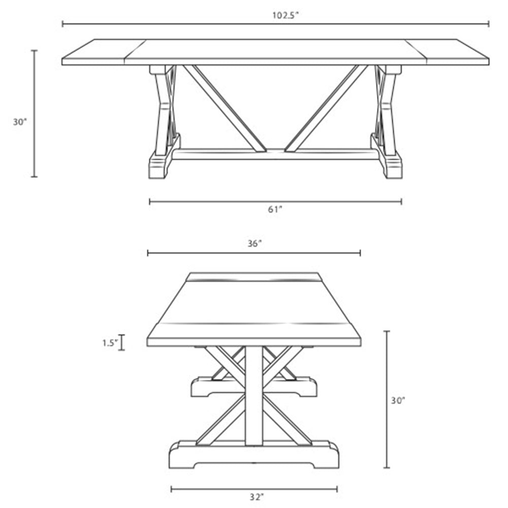 Modern Den Extendable Dining Room Table - Rustic Indoor/Outdoor Dining Table Set - BUILDMYPLACE