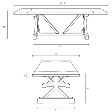 Modern Den Extendable Dining Room Table - Rustic Indoor/Outdoor Dining Table Set