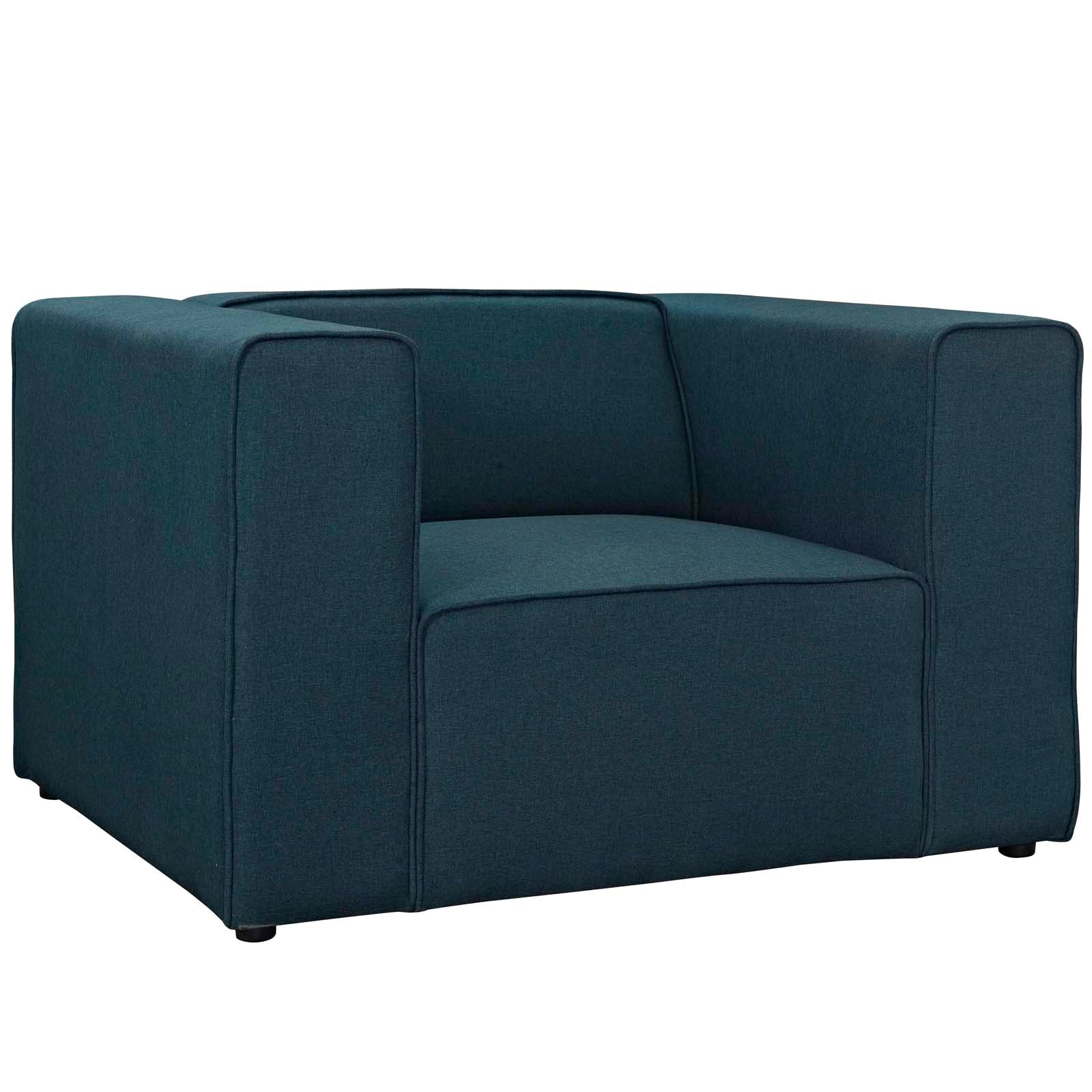 Modern Comfy Mingle Upholstered Fabric Armchair - Luxurious Plush Foam Cushioning Armrest Chair