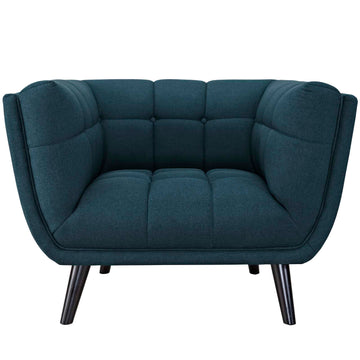 Bestow Tufted Upholstered Fabric Loveseat Sofa - Mid Century Modern Accent ArmChair