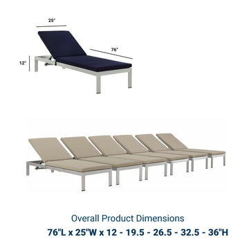 Shore Chaise With Cushions Outdoor Patio Aluminum Set Of 6