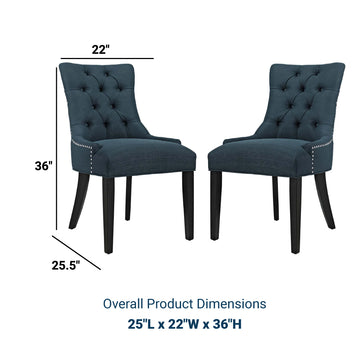 Modern Elegant Regent Side Chair Set Of 2 - Kitchen And Fabric Dining Chair Set