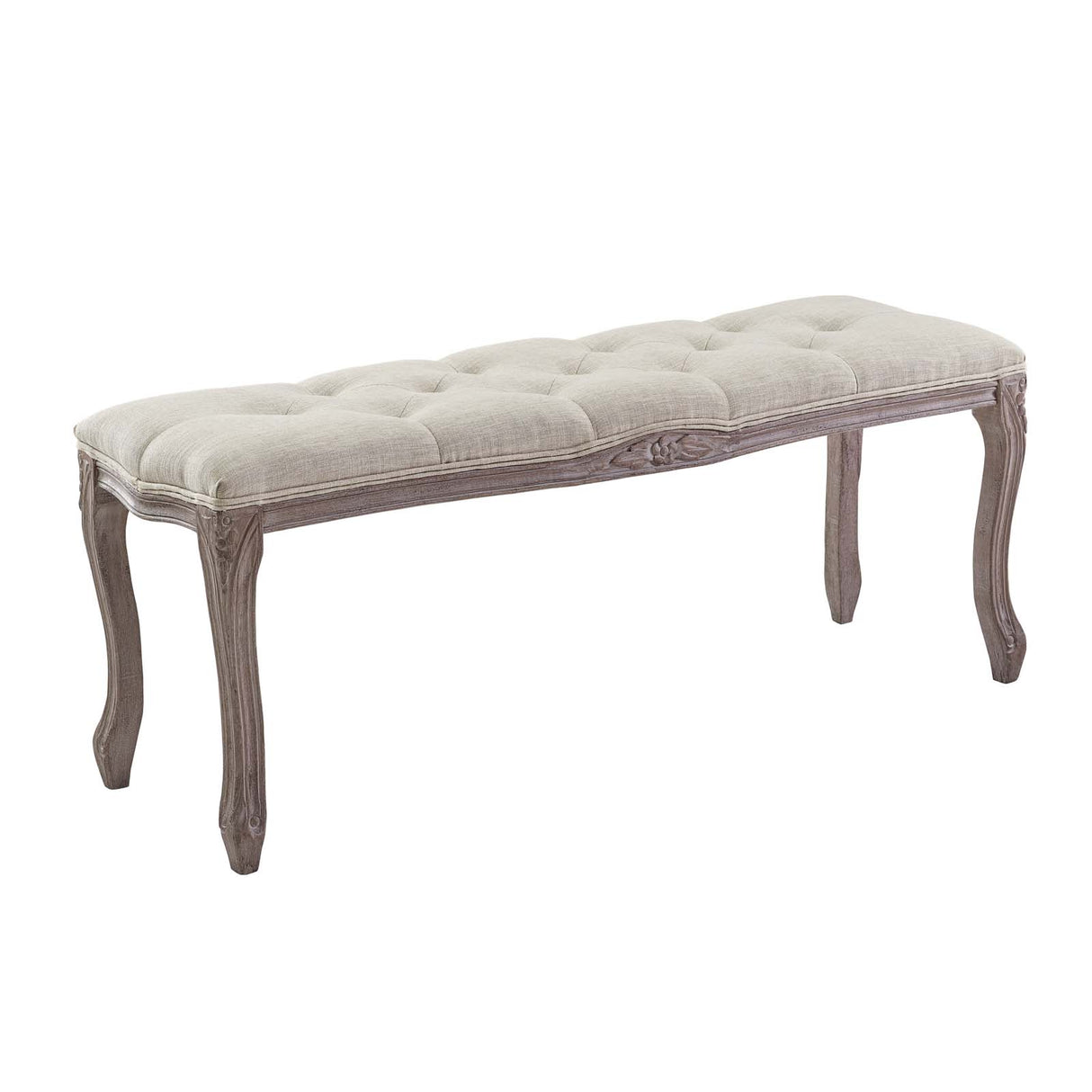 Vintage Upholstered Fabric Regal Living Room Bench - Living Room Accent Bench - BUILDMYPLACE