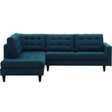 Upholstered Fabric Empress 2 Piece Upholstered Fabric Left Facing Bumper Sectional - BUILDMYPLACE